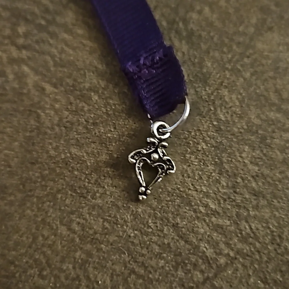 5/$25 Purple Ribbon Heart Charm Bookmark